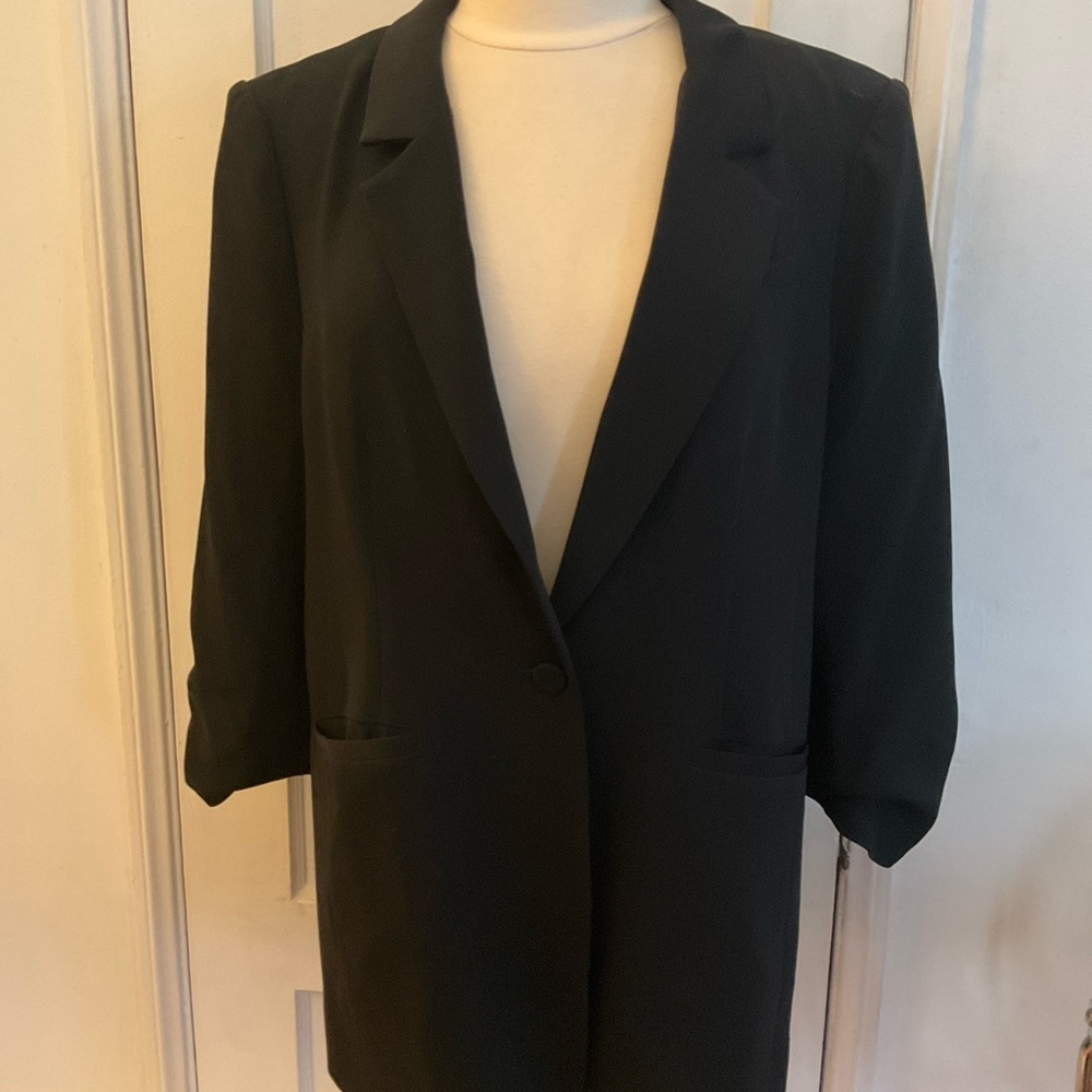 cinq a sept Khole Black Single-Button Notched Lapel Blazer 16 - Picture 2 of 8